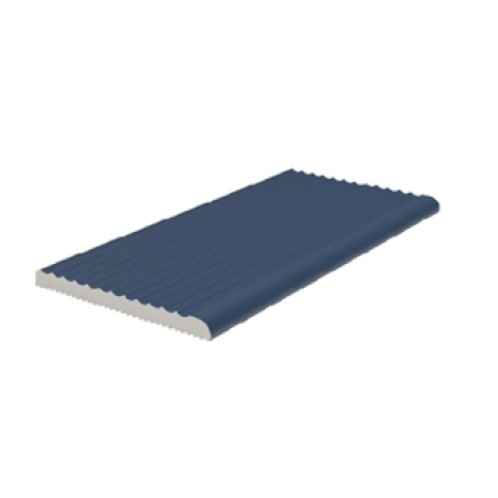 Marino A Estriada Romo-24 – Grooved Anti-Slip Bullnose Pool Tile, 24×24 cm