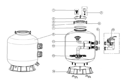 Onda Side Mount Filter FS11 – High-Capacity Swimming Pool Sand Filter
