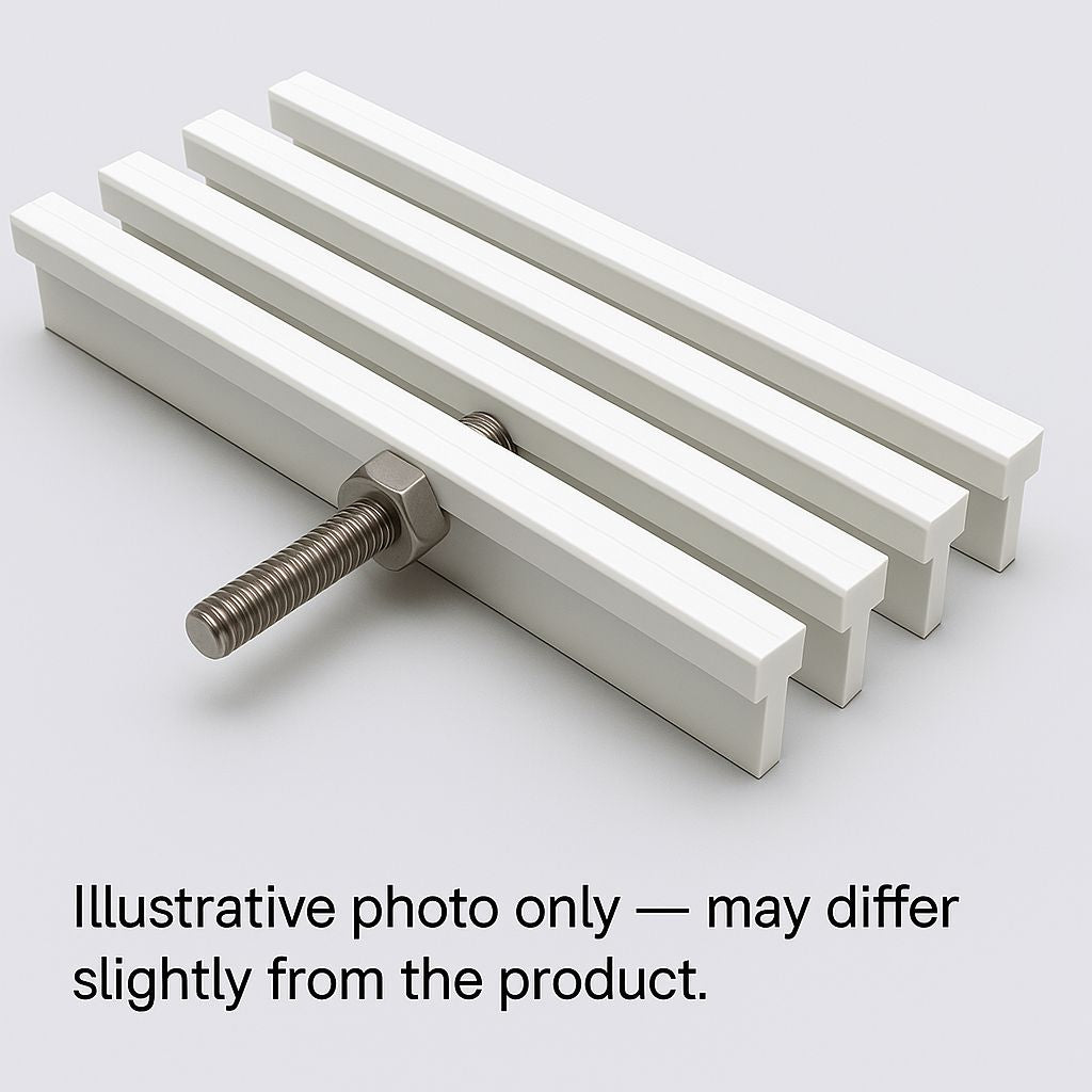 Perpendicular Pool Grating – 22 mm Height, 150–195 mm Width – Rigid with Central Stainless Steel Bar